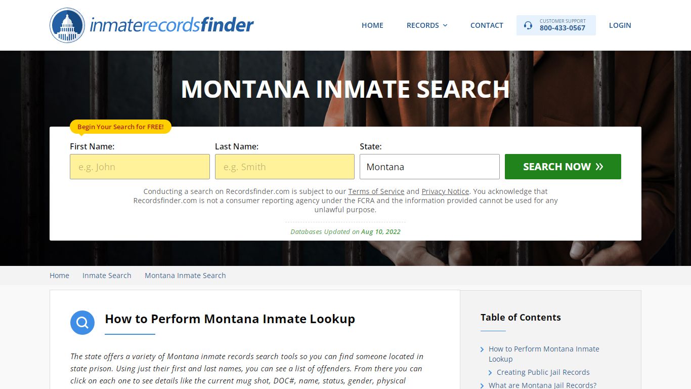 Montana Inmate Search - Jail & Prison Records Online